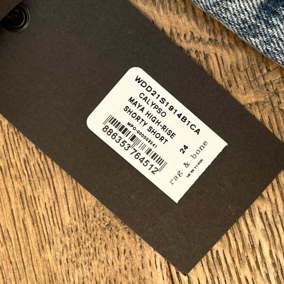 rag & bone Maya High-Rise Shorty Shorts in Calypso, size 24 - Picture 6 of 10